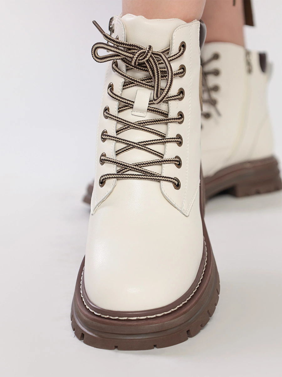 Ботинки-дерби белого цвета со шнуровкой и молнией